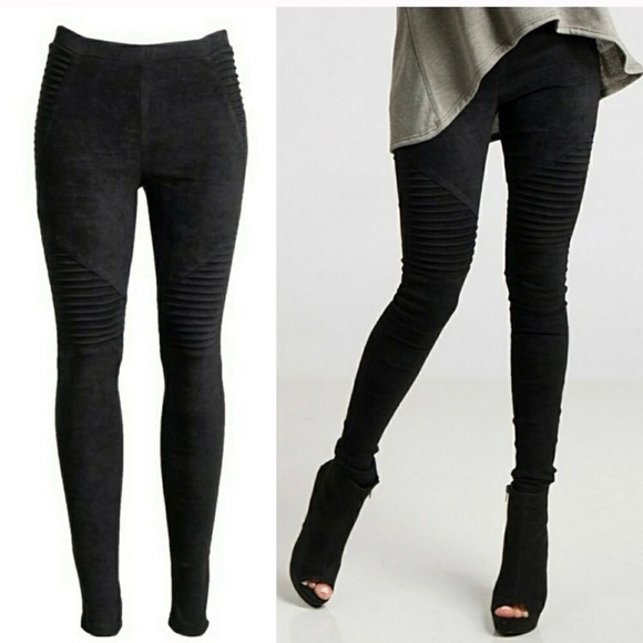 Pants - Last 1! 🌟Black Faux Suede Moto Leggings